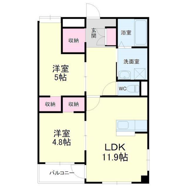 ヴェルデKITATERA(2LDK/4階)の間取り写真