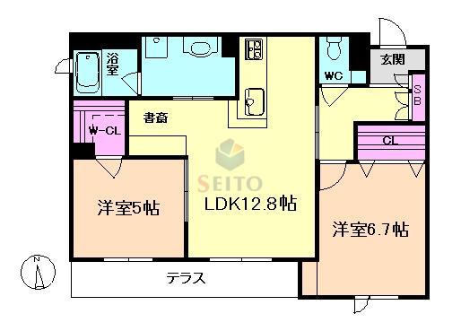 シャーメゾン モエギ(2LDK/1階)の間取り写真