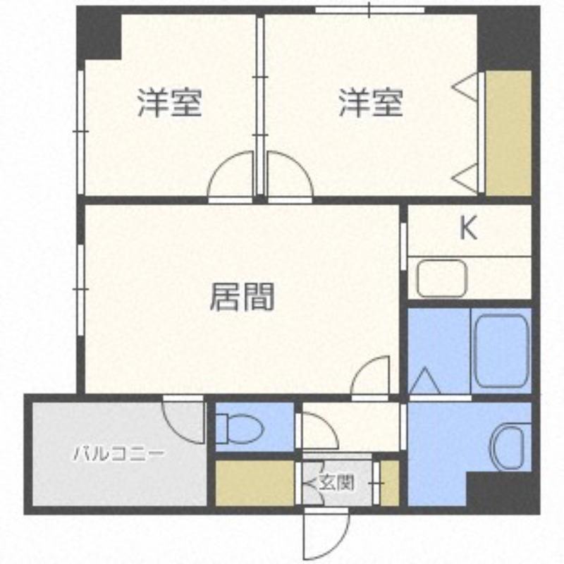 グランメールツイン山鼻西館(2LDK/9階)の間取り写真