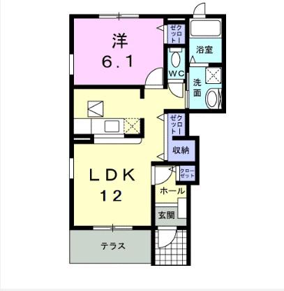 フィオーレ千年II(1LDK/1階)の間取り写真