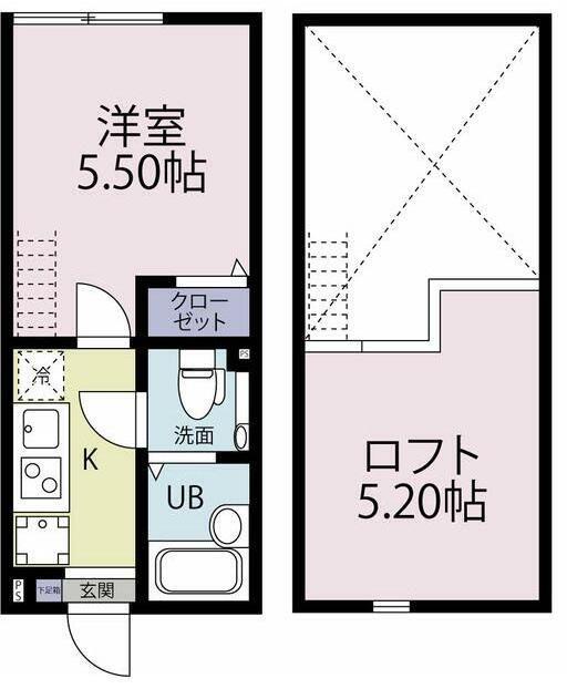 アザーレ・クオン読売ランド前(1K/2階)の間取り写真