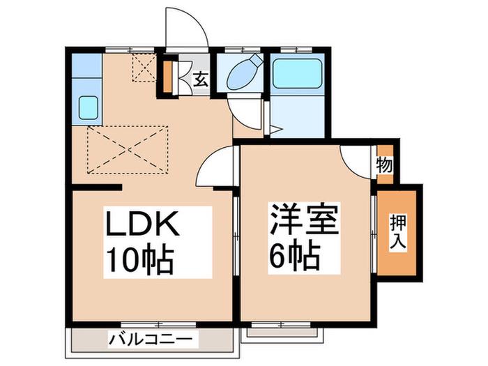 サンロイヤル市ヶ尾(1LDK/2階)の間取り写真