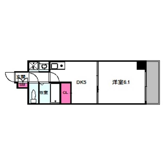 ペペル善源寺(1DK/6階)の間取り写真