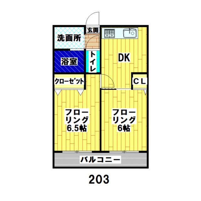 サンマンションアサヒ(2DK/2階)の間取り写真