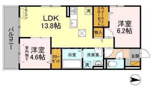 ジラソーレ(2LDK/2階)の間取り写真