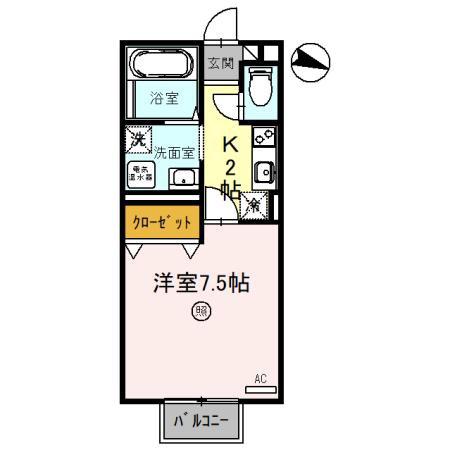 パリオ菅沼(1K/1階)の間取り写真