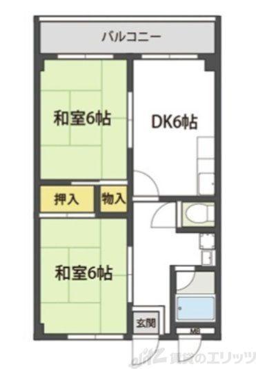 シルクハイム(2DK/1階)の間取り写真