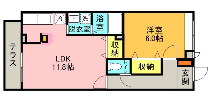 グレースフォート(1LDK/2階)の間取り写真