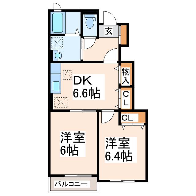 グレイス VILLA I(2DK/1階)の間取り写真
