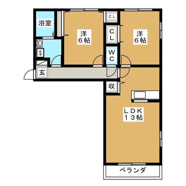クリアコート(2LDK/2階)の間取り写真