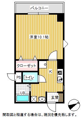 コートシャンベル(1K/6階)の間取り写真
