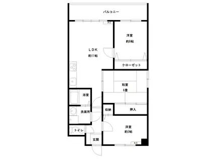 パークサイド西田B(3LDK/1階)の間取り写真