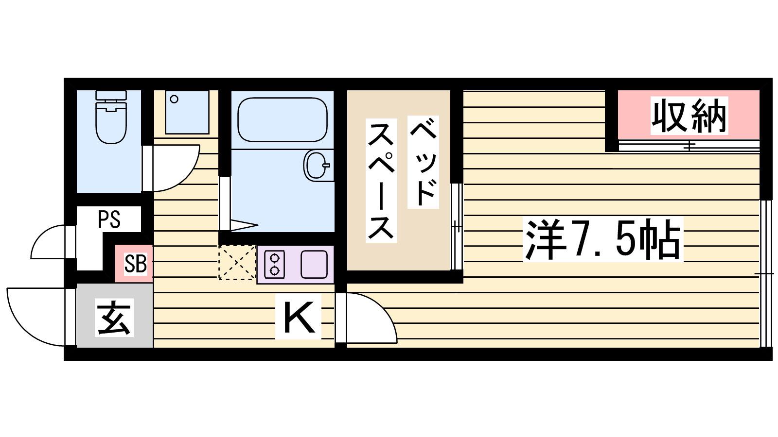 レオパレス龍野(1K/1階)の間取り写真