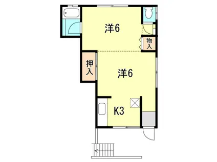 マンション難波(2K/1階)の間取り写真