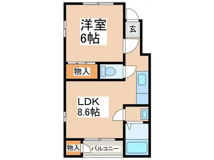 プレメゾン5上野(1LDK/1階)の間取り写真