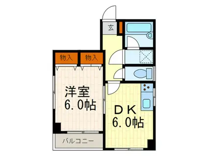 ジュンヴェール山本(1DK/2階)の間取り写真