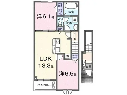 シャノワール M(2LDK/2階)の間取り写真