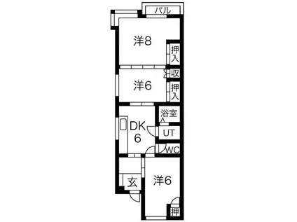 コーポサンライズ(3DK/2階)の間取り写真