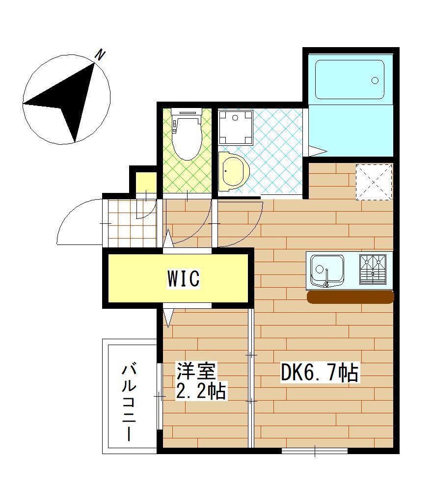 グランドール川内II(1DK/1階)の間取り写真