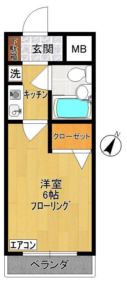 リンドウマンション若葉台(1K/3階)の間取り写真