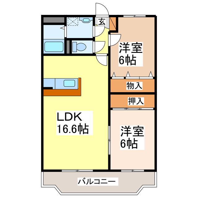 M・NOZOMI(2LDK/1階)の間取り写真