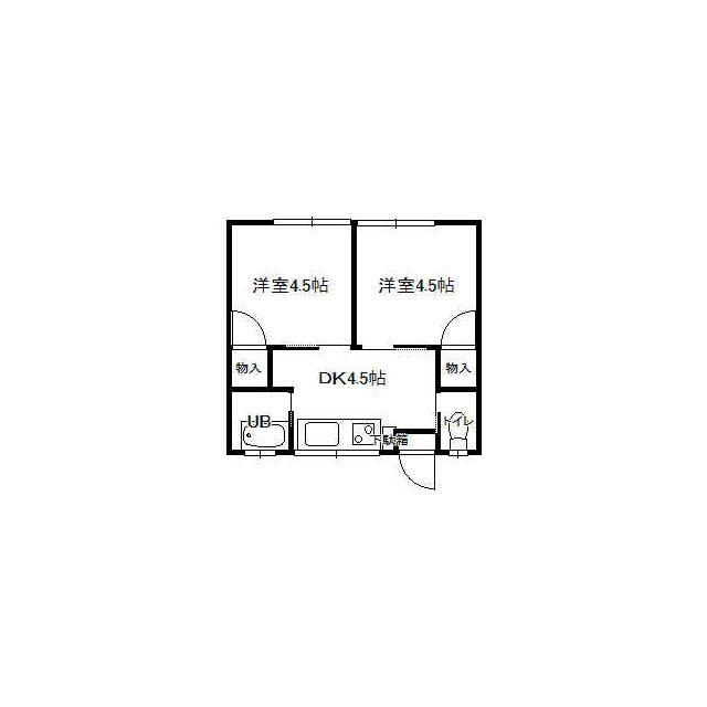 さくら荘(2DK/2階)の間取り写真