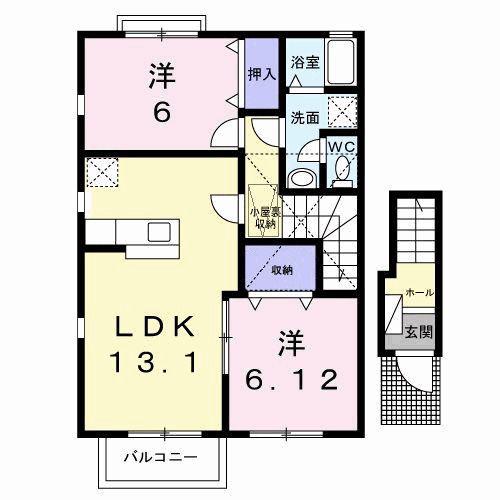 ヴィラ・ファミール B棟(2LDK/2階)の間取り写真