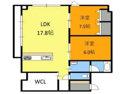 ベンハウス西側緑道公園(2LDK/3階)の間取り写真