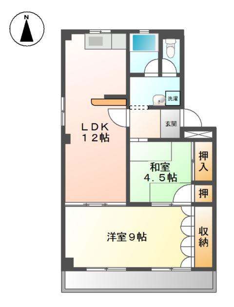 トーシンハイツB(2LDK/2階)の間取り写真