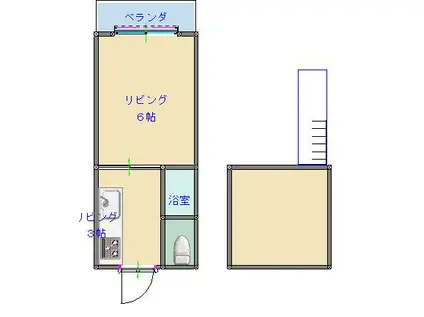 パトリエ田野(1DK/2階)の間取り写真