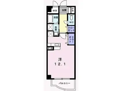 CON BRIO(ワンルーム/3階)の間取り写真