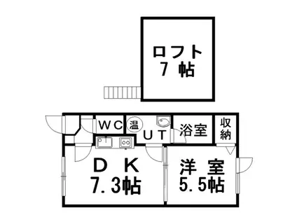 プレジデント浪花(1SDK/2階)の間取り写真