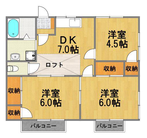 笹本ハイツ(3DK/2階)の間取り写真