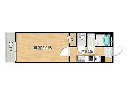 あさひの里(1K/3階)の間取り写真