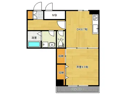 アルビーナ(1DK/4階)の間取り写真