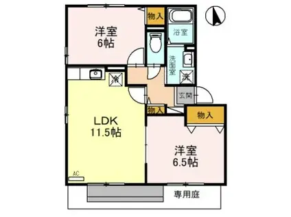 プレネージュ(2LDK/1階)の間取り写真