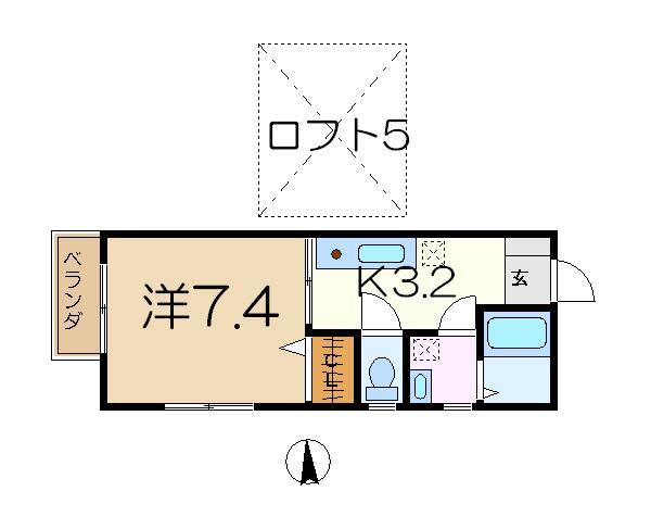 ラポールコヤマ(1K/2階)の間取り写真