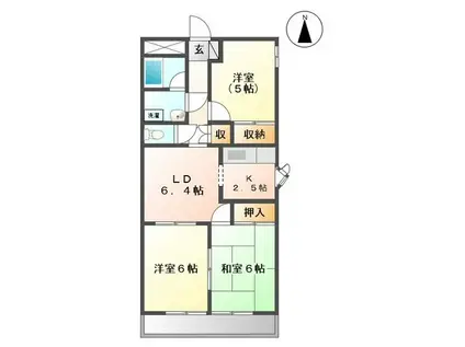 ピアアルティア(3DK/2階)の間取り写真