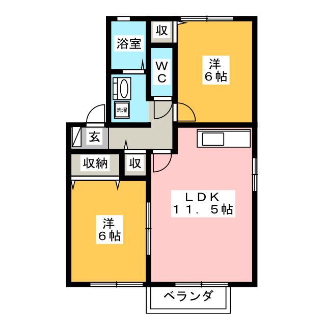 パストラル八幡A(2LDK/2階)の間取り写真