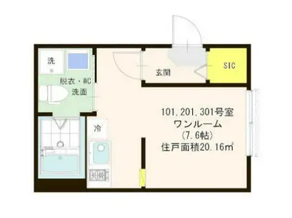 ハーモニーテラス青井VII(1K/1階)の間取り写真