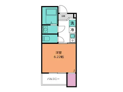 MELDIA指扇(1K/1階)の間取り写真