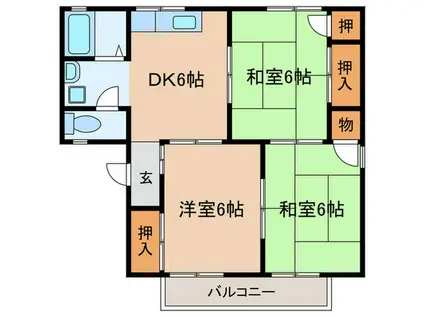 トレジャータウン(3DK/1階)の間取り写真