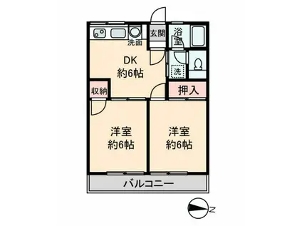 シティハイムサンクリア(2DK/1階)の間取り写真