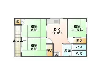 アネシスクオーレ II(3DK/1階)の間取り写真