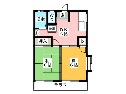 コーポソレイユ(2DK/1階)の間取り写真