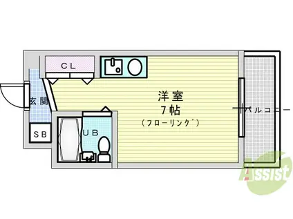 ファインクレスト江坂(1K/6階)の間取り写真