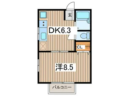 デザインコートTK(1DK/2階)の間取り写真