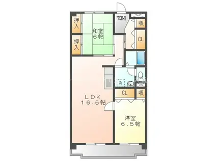 ヴィラリブラン(2LDK/2階)の間取り写真