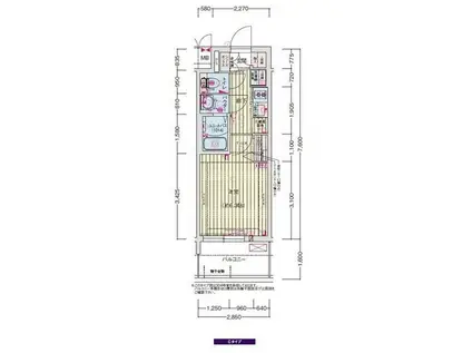 プレサンス尼崎アルモナ(1K/6階)の間取り写真