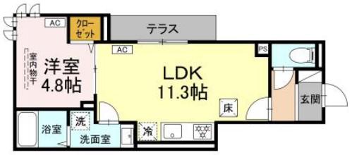 セレスティア豊島S(1LDK/1階)の間取り写真